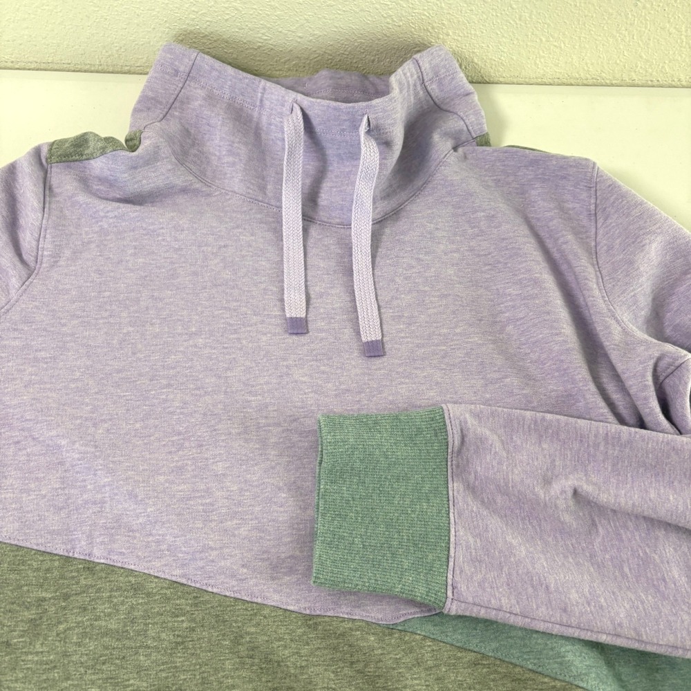 LL Bean Colorblock Funnel Neck Sweatshirt Womens 3X Plus Purple Grey Pockets - Picture 4 of 7